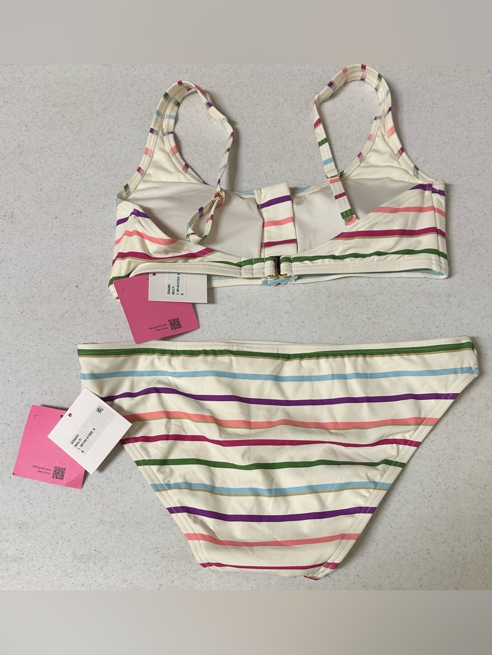 Kate Spade Multi Striped Bikini Top and Bottom NWT - Picture 4 of 12